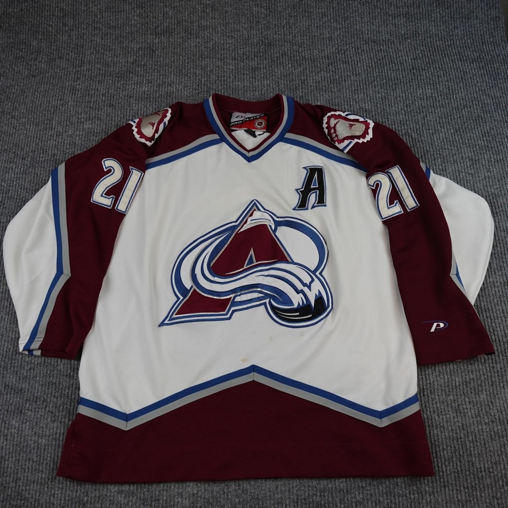 Vintage Colorado Avalanche Jersey Mens 2XL White NHL Forsberg 21 Pro Player 90s